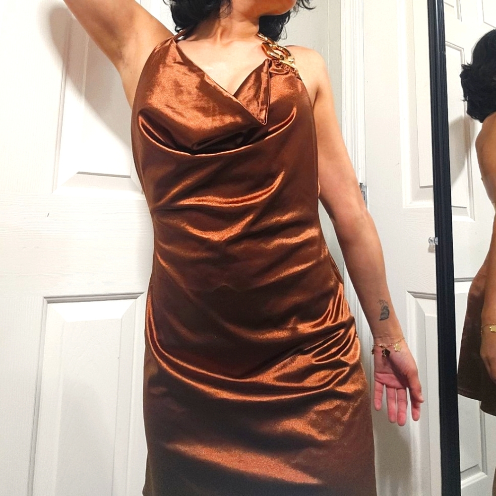 Brown Backless Slip Dress